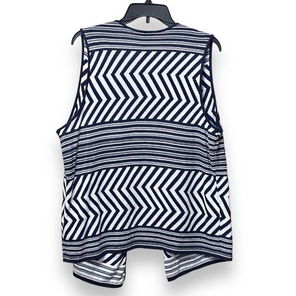Chico’s Blue White Stripe Sleeveless Open Vest Cardigan US Sz 8 - Chico’s Sz 1 - Picture 2 of 6